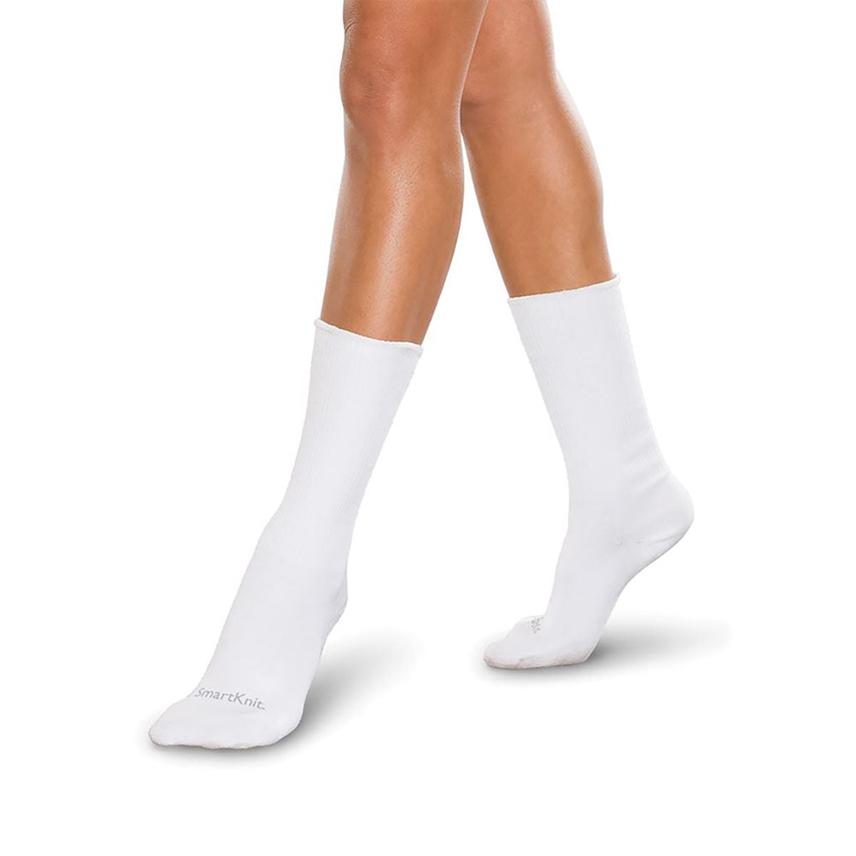 SmartKnit Socks, CooLMax, Crew Height, White, Regular, X-Large, Pair