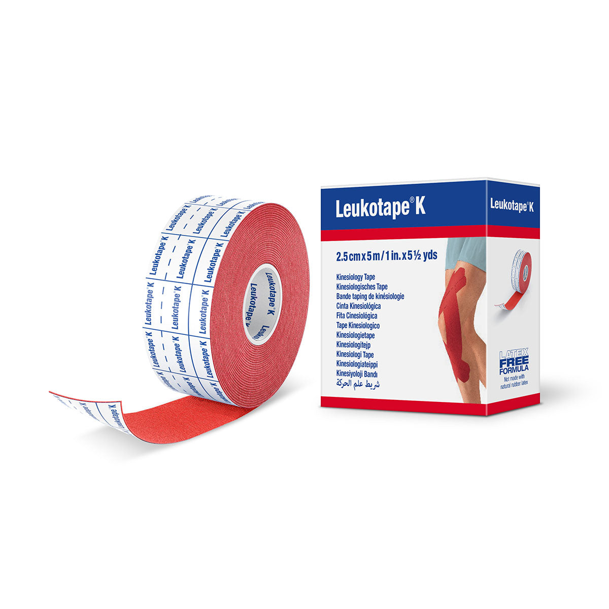 Leukotape K, 1" x 5.5 yd, Red, Pack of 5