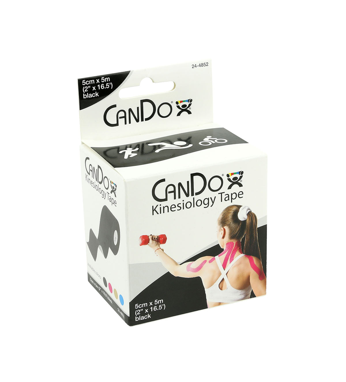CanDo Kinesiology Tape, 2" x 16.5 ft, Black, 1 Roll