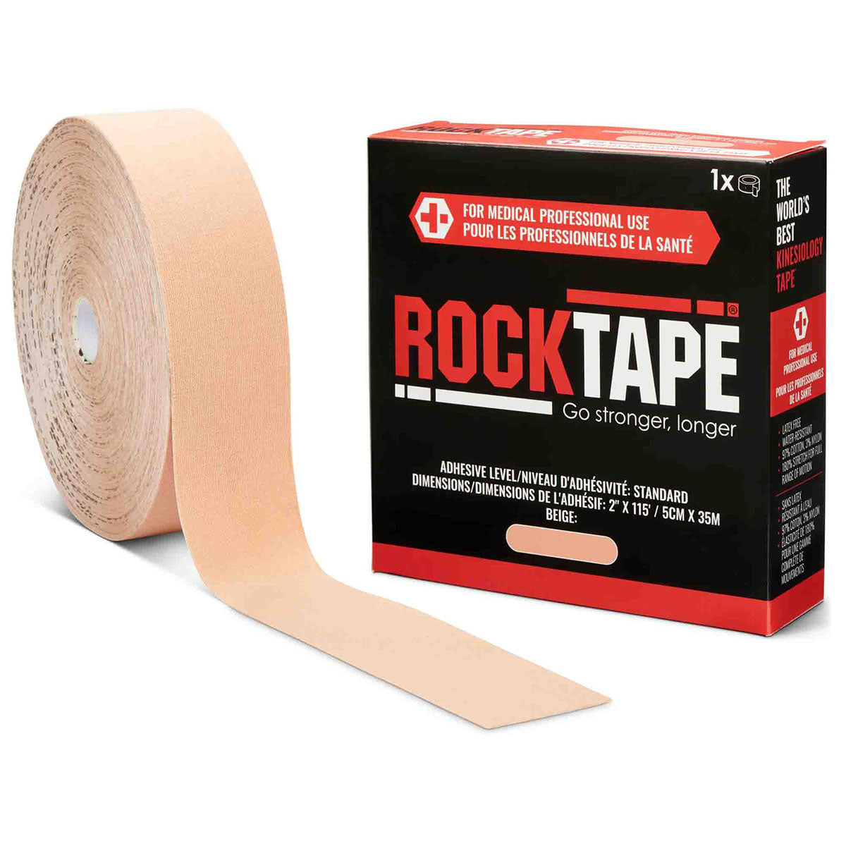 RockTape Bulk Roll, Standard Adhesive, Beige, 2" x 115'