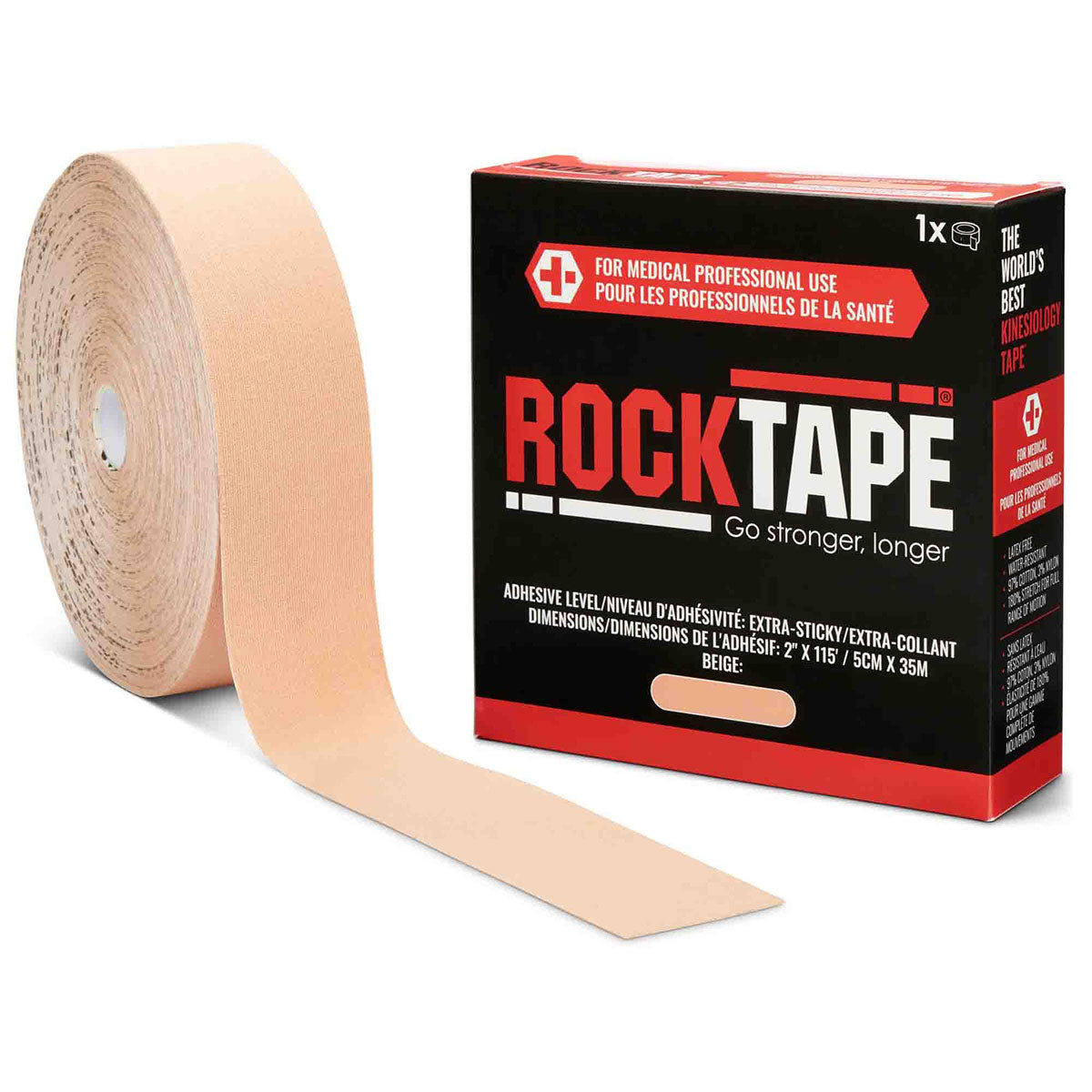 RockTape Bulk Roll, Extra-Sticky Adhesive, Beige 2" x 115'