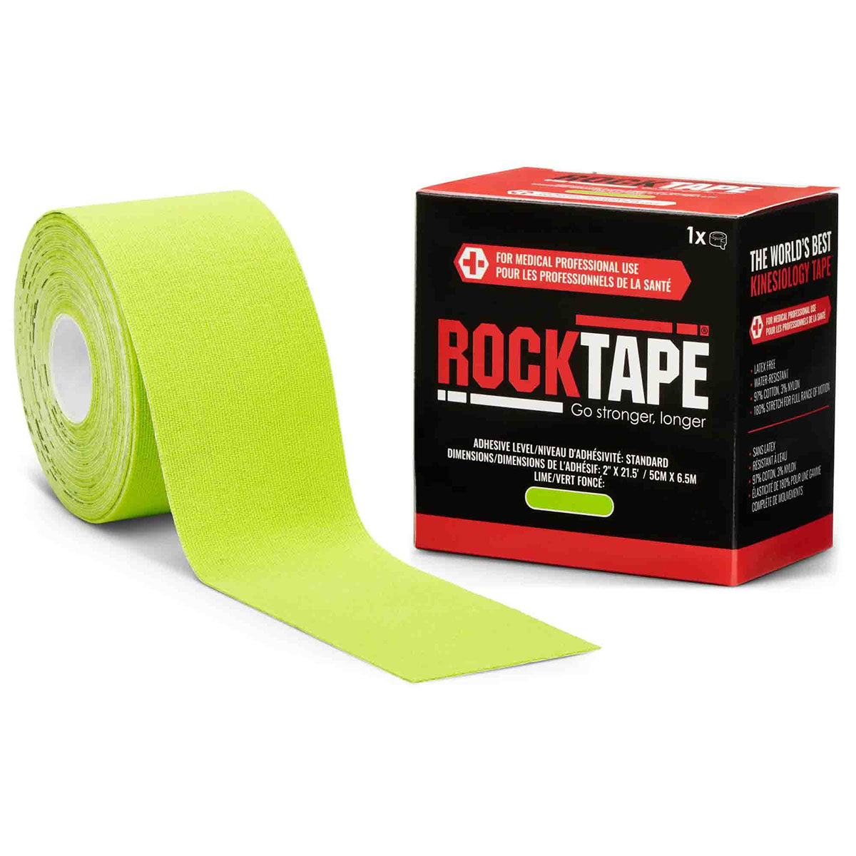 RockTape Roll, Standard Adhesive, Lime, 2" x 21.5'