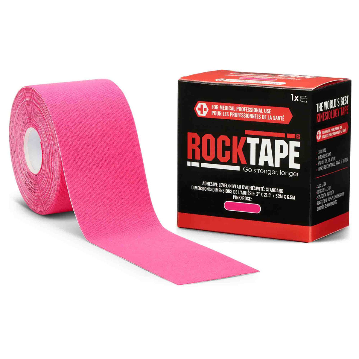 RockTape Roll, Standard Adhesive, Pink, 2" x 21.5'