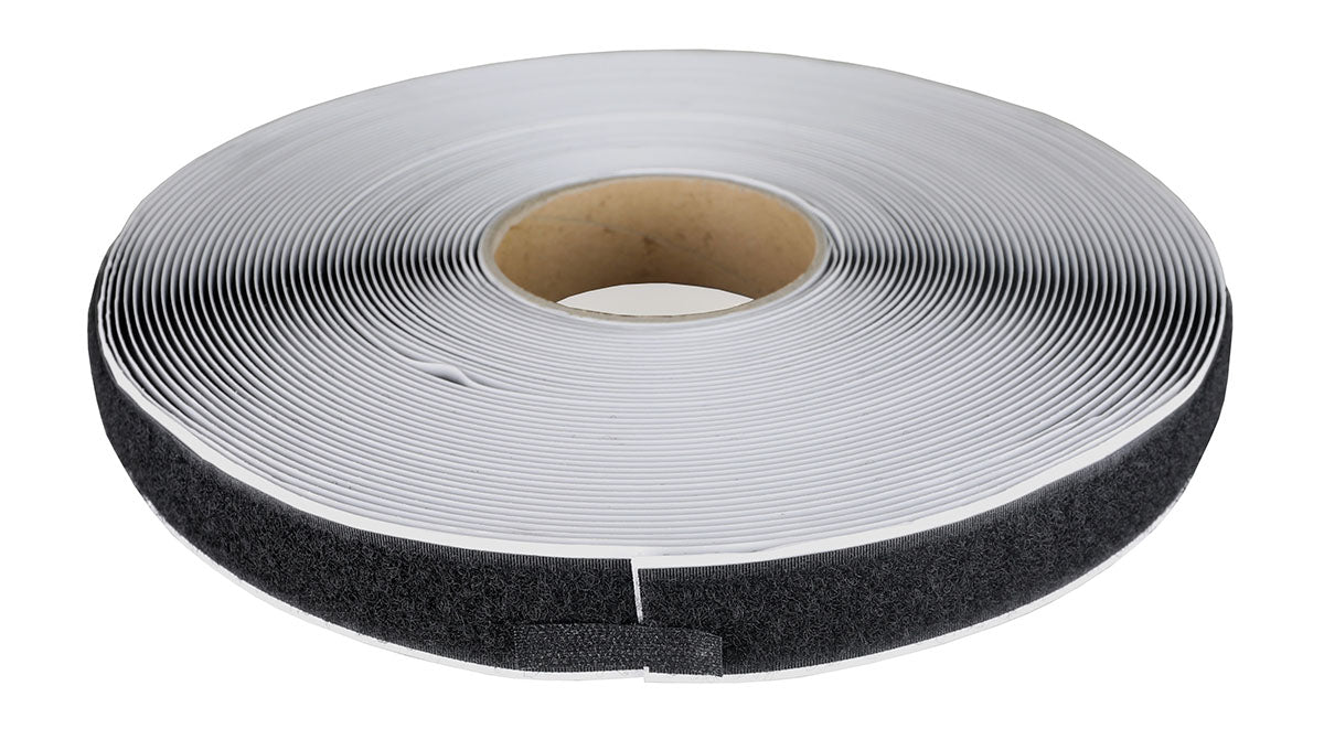 1" Self-Adhesive Loop Material, 25 Yard Dispenser Box, Black