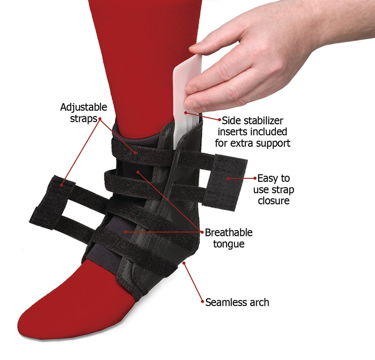 Swede-O Easy Lok Ankle Brace, Black, Medium