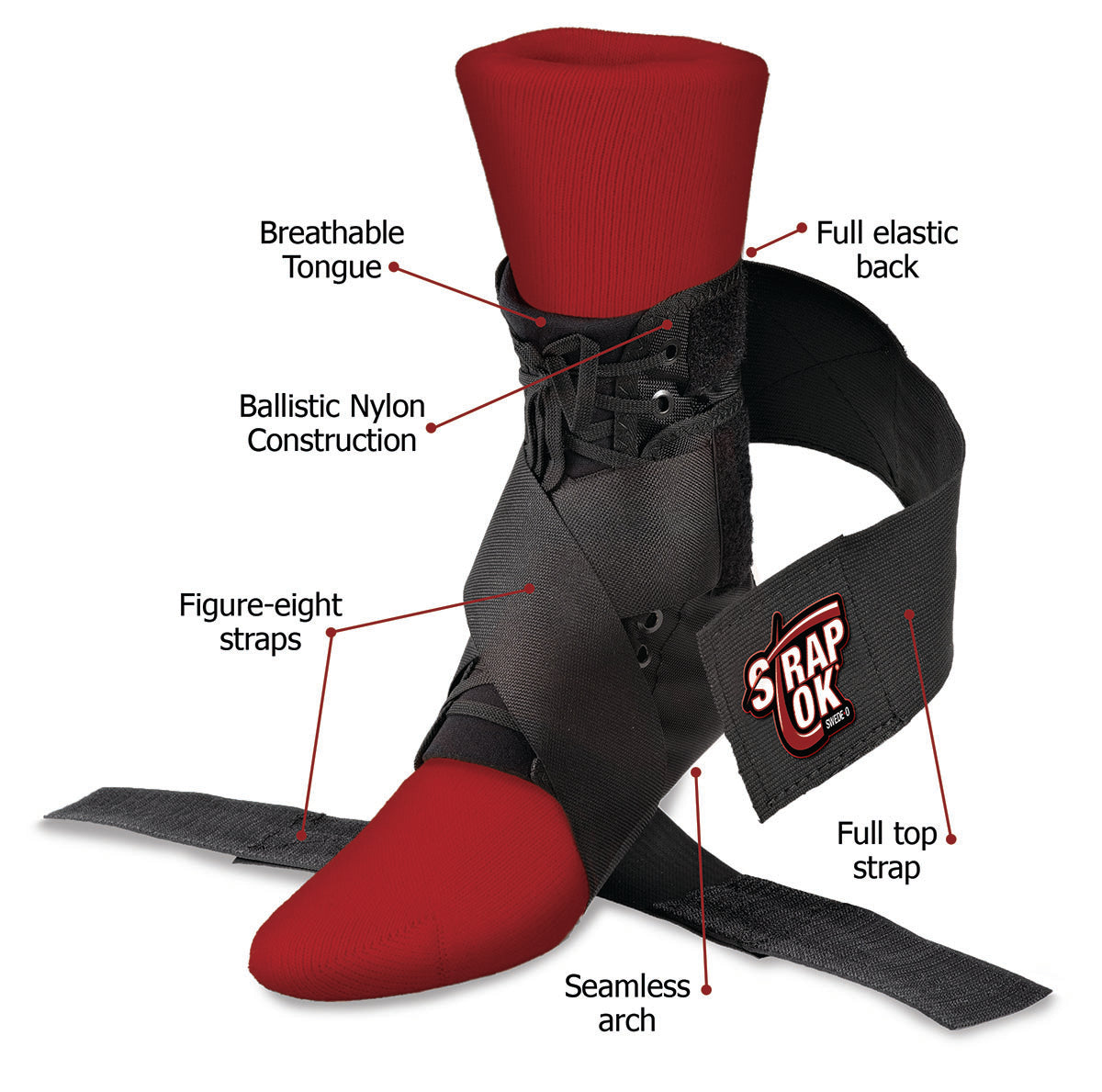 Swede-O Strap Lok Ankle Brace, Black, XL