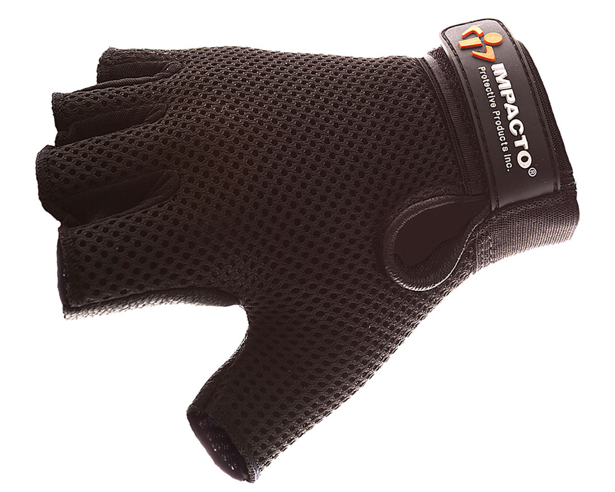 Impacto Carpal Tunnel Glove, Black Cowhide, Half Finger, Large