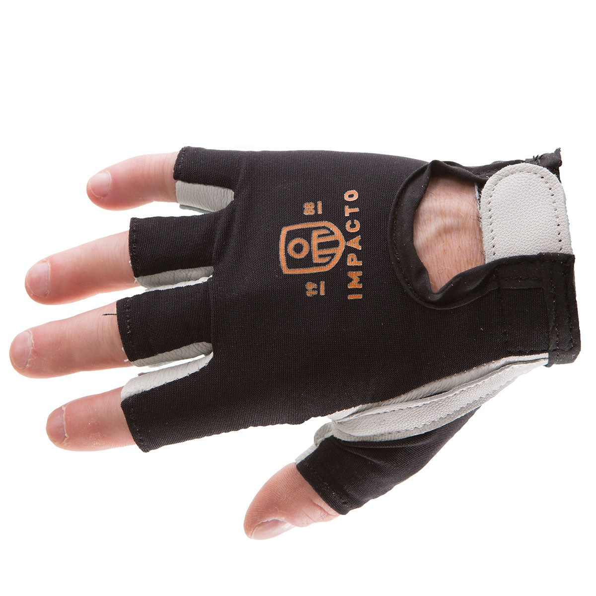 Impacto Anti-Impact Glove, Nylon Lycra with Pearl Leather, Half Finger, Medium