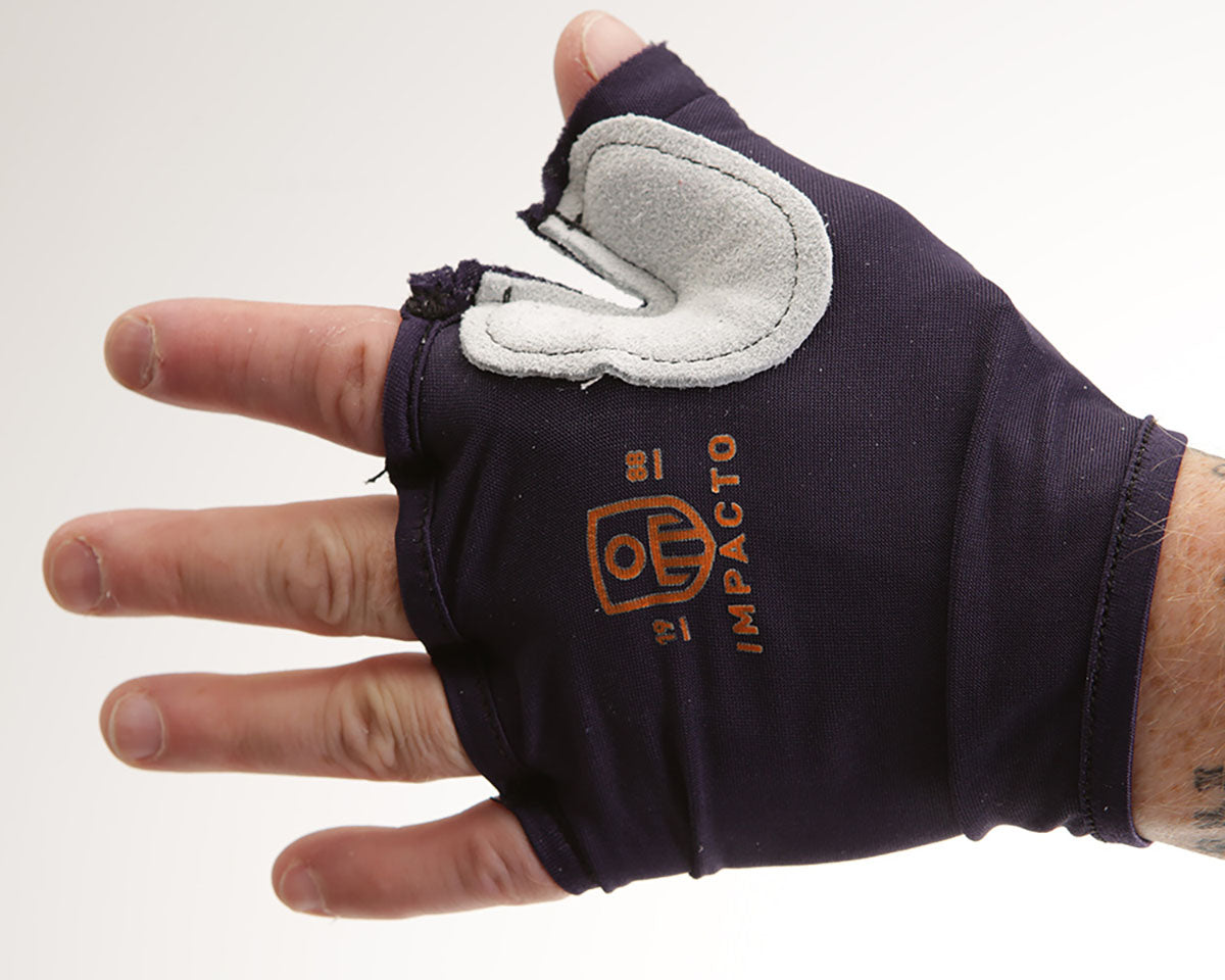 Impacto Anti-Impact Tool Grip Glove, Nylon Lycra with Suede Leather, Fingerless, X-Small