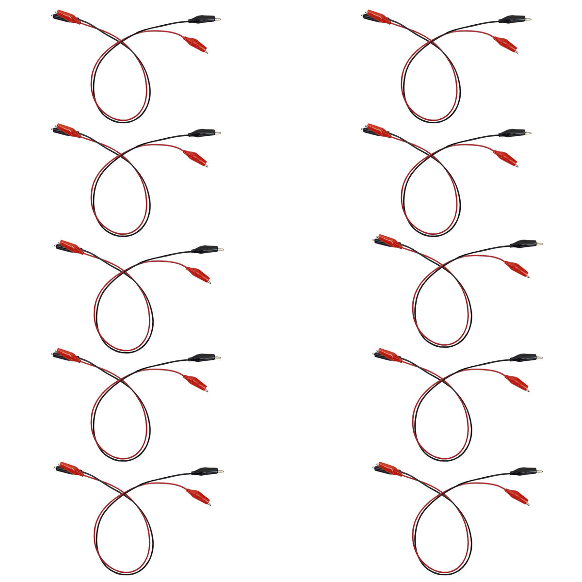 Connector Cord, 24", Alligator to Alligator, Red and Black, Pack of 10 Pairs