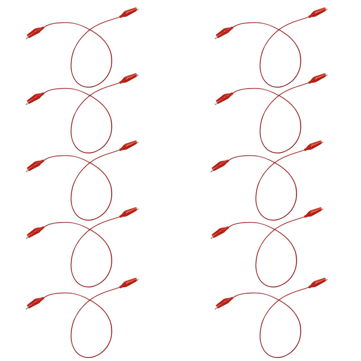 Connector Cord, 24", Alligator to Alligator, Red, Pack of 10