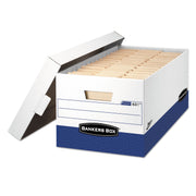Bankers Box Presto File Storage Box, Heavy Duty, Stackable, Lift-off Lid, Letter Size, White/Blue, 12 per Carton