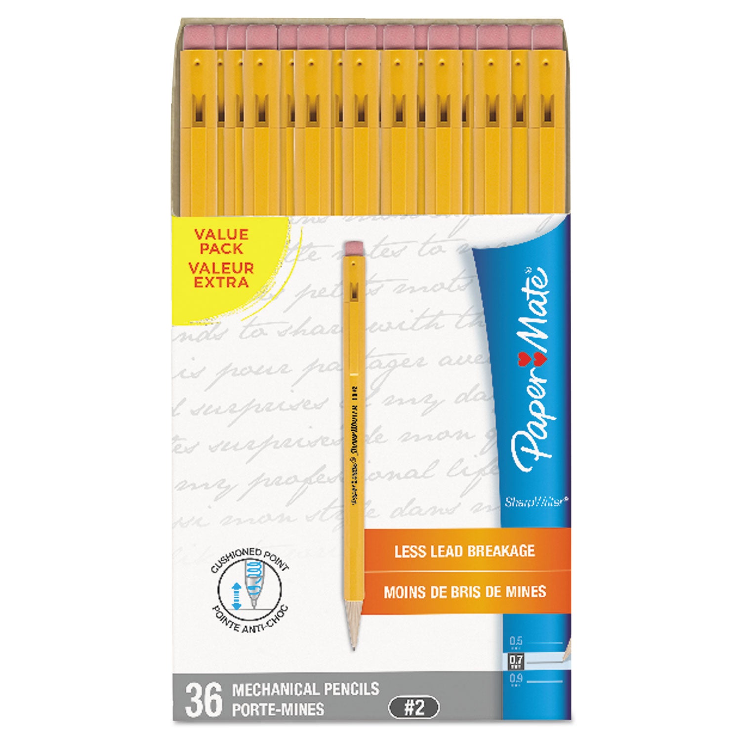 0.7 mm Graphite Lead - # 2.5 - Classic Yellow Plastic Barrel - 36 / Box