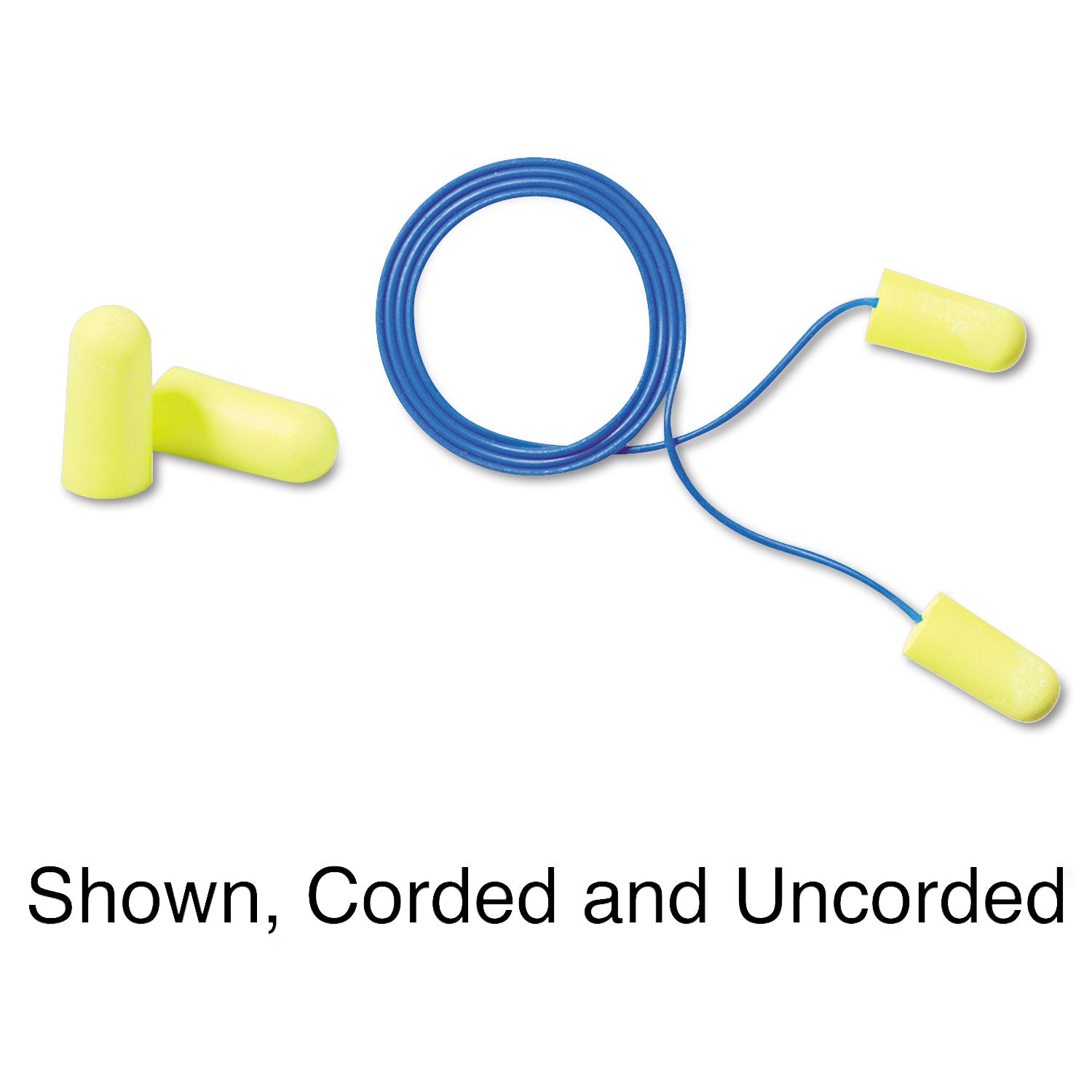 Noise Protection - Foam, Polyurethane - Neon Yellow - Comfortable, Uncorded, Disposable - 2/Pair - 1 Box