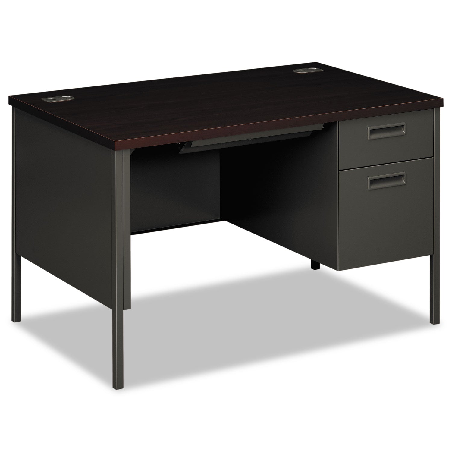 HON Metro Classic HP3251R Pedestal Desk - 29.5" Height x 48" Width x 30" Depth - Total Drawer(s): 3Right Side - Square Edge - Finish: Charcoal - 1 Each