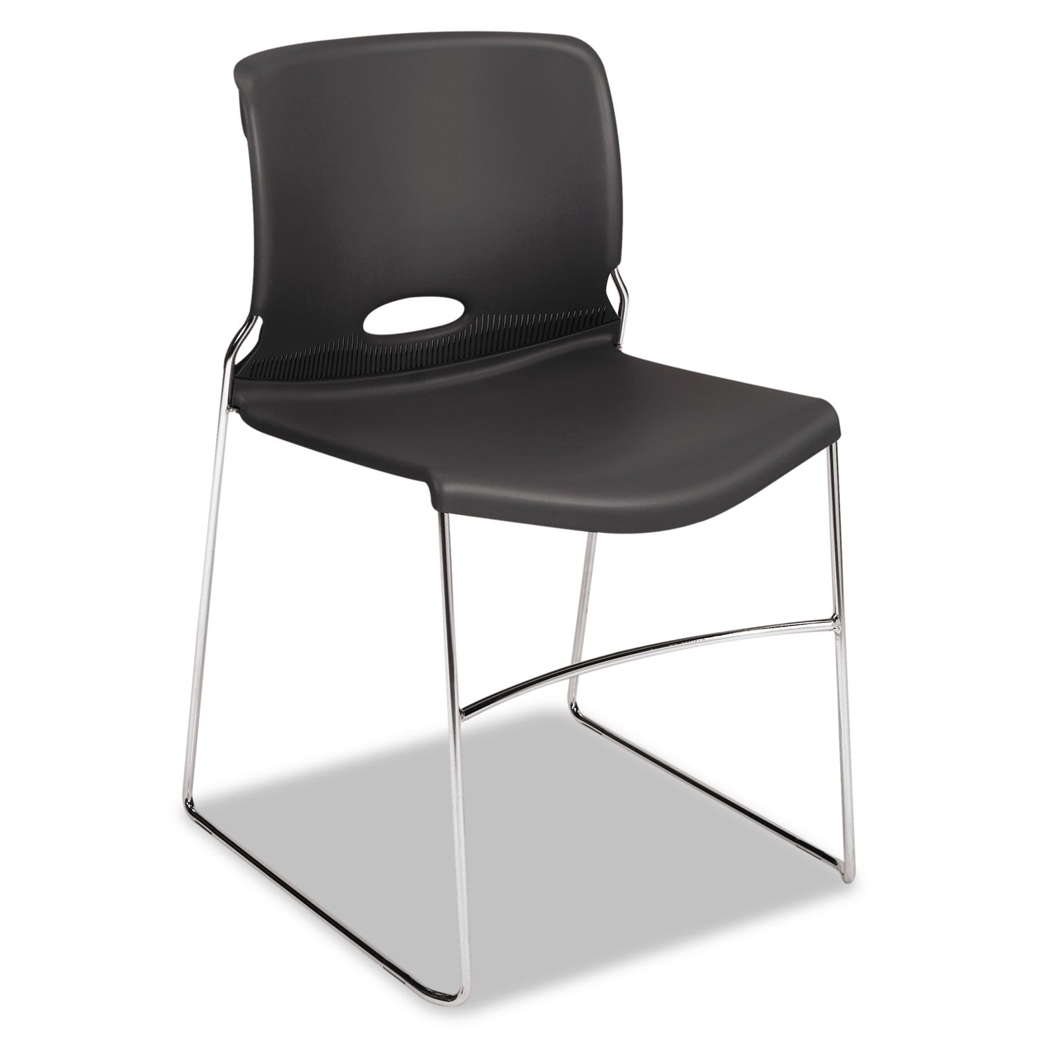 HON Olson Chair, Plastic Seat and Back, Lava Color, Chrome Steel Frame, Stackable, 4 per Carton