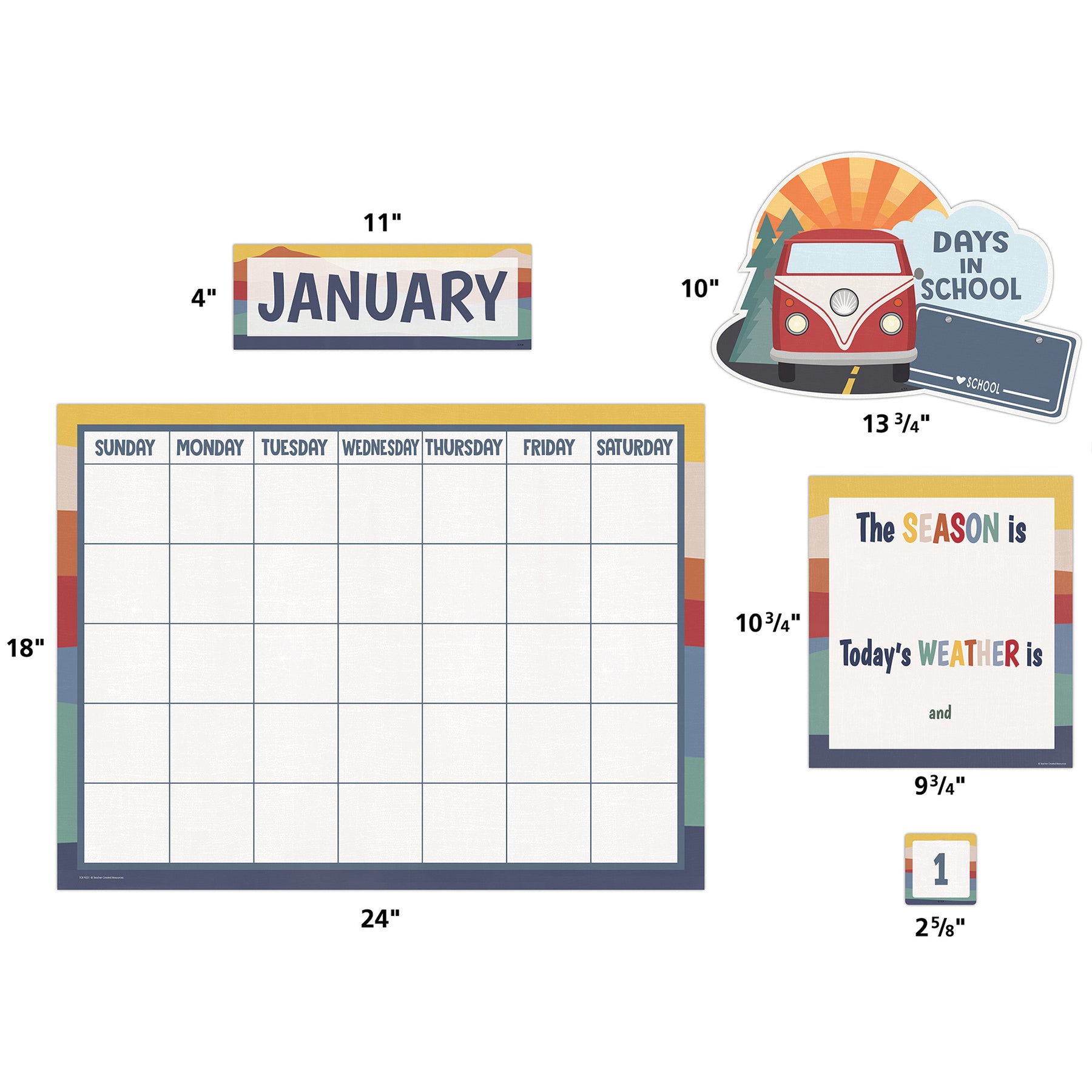 Moving Mountains Road Trip Calendar Bulletin Board Set, 110 Pieces