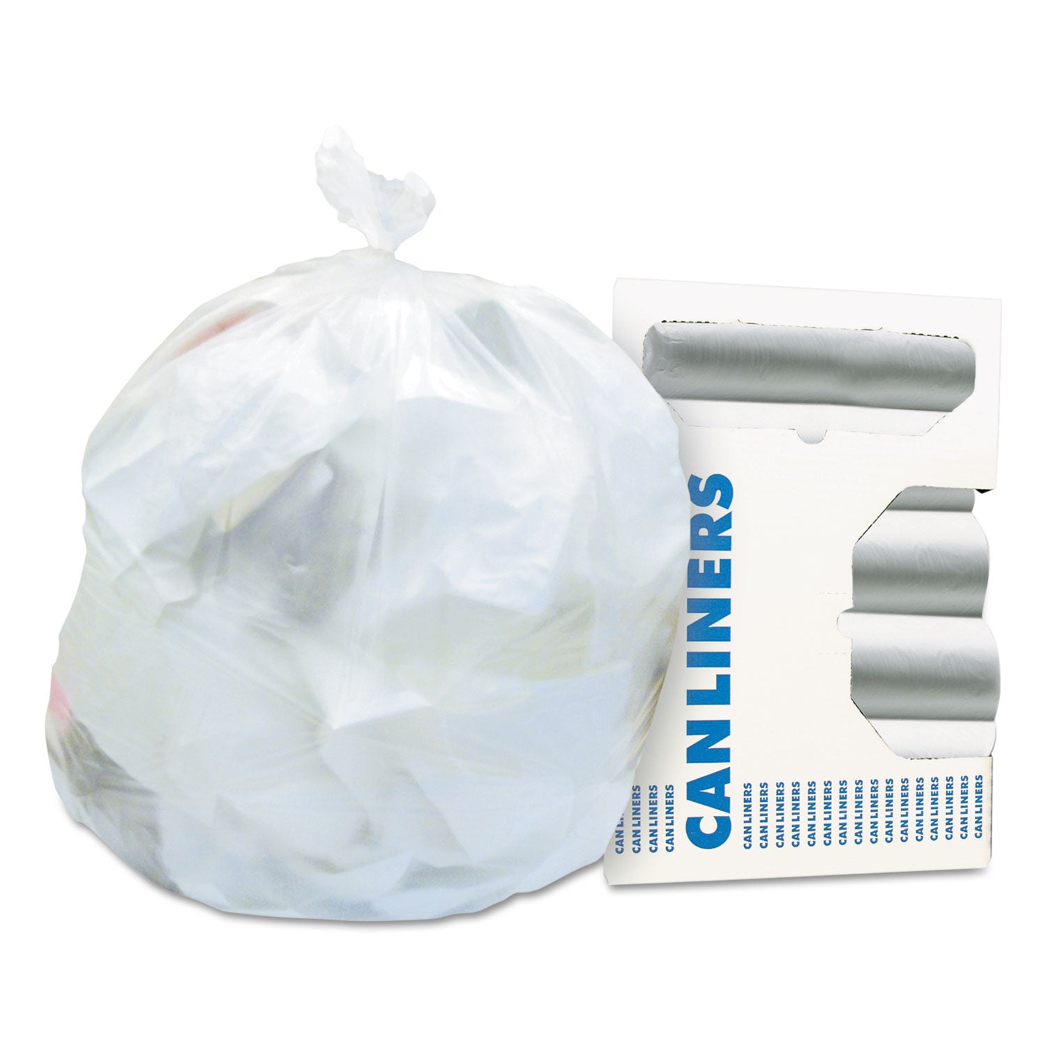 Heritage Standard High Density Coreless Roll Liners, 30 Gallon, 37" x 30", 0.39 mil, Natural, 25 Liners/Roll, 20 Rolls/Carton