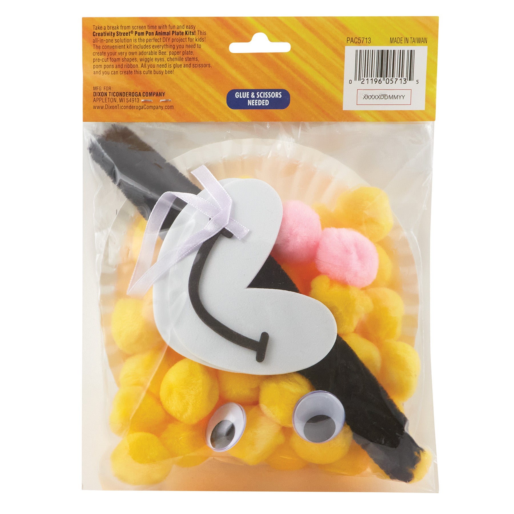 Pom Pon Animal Plate Kit, Bee, 9" x 8.5" x 1", 1 Kit