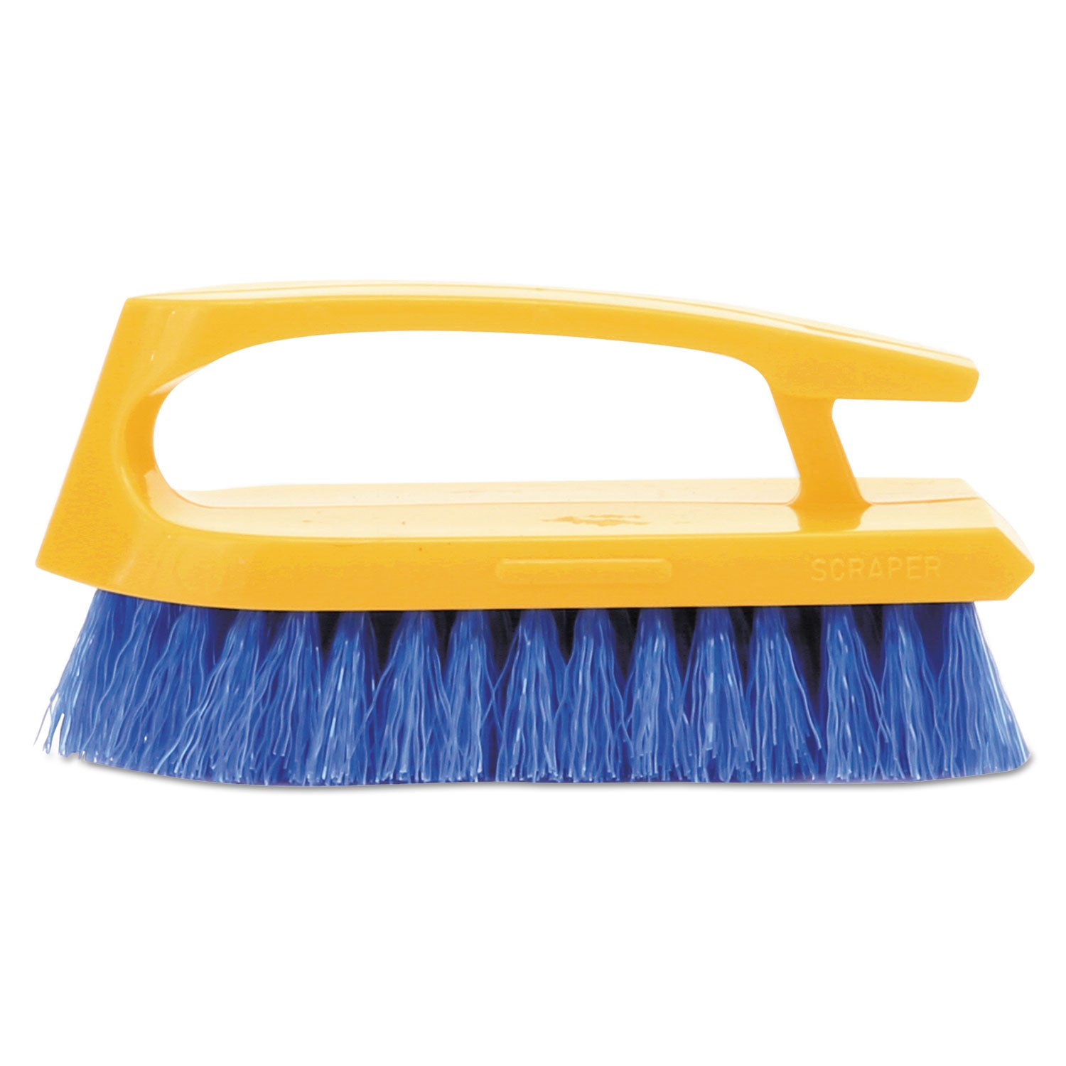 Rubbermaid Commercial Iron Handle Scrub Brush - Polypropylene Bristle - 6" Brush Face - Plastic Handle - Navy, Yellow - 1 Each