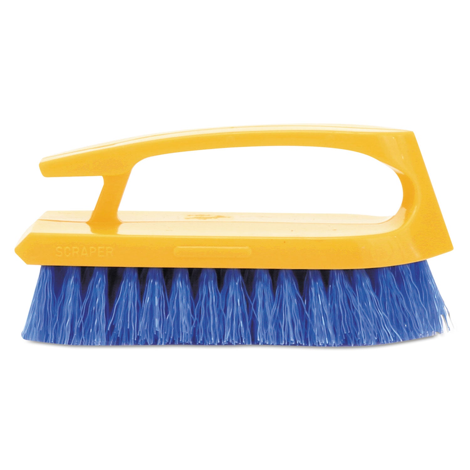 Rubbermaid Commercial Iron Handle Scrub Brush - Polypropylene Bristle - 6" Brush Face - Plastic Handle - Navy, Yellow - 1 Each