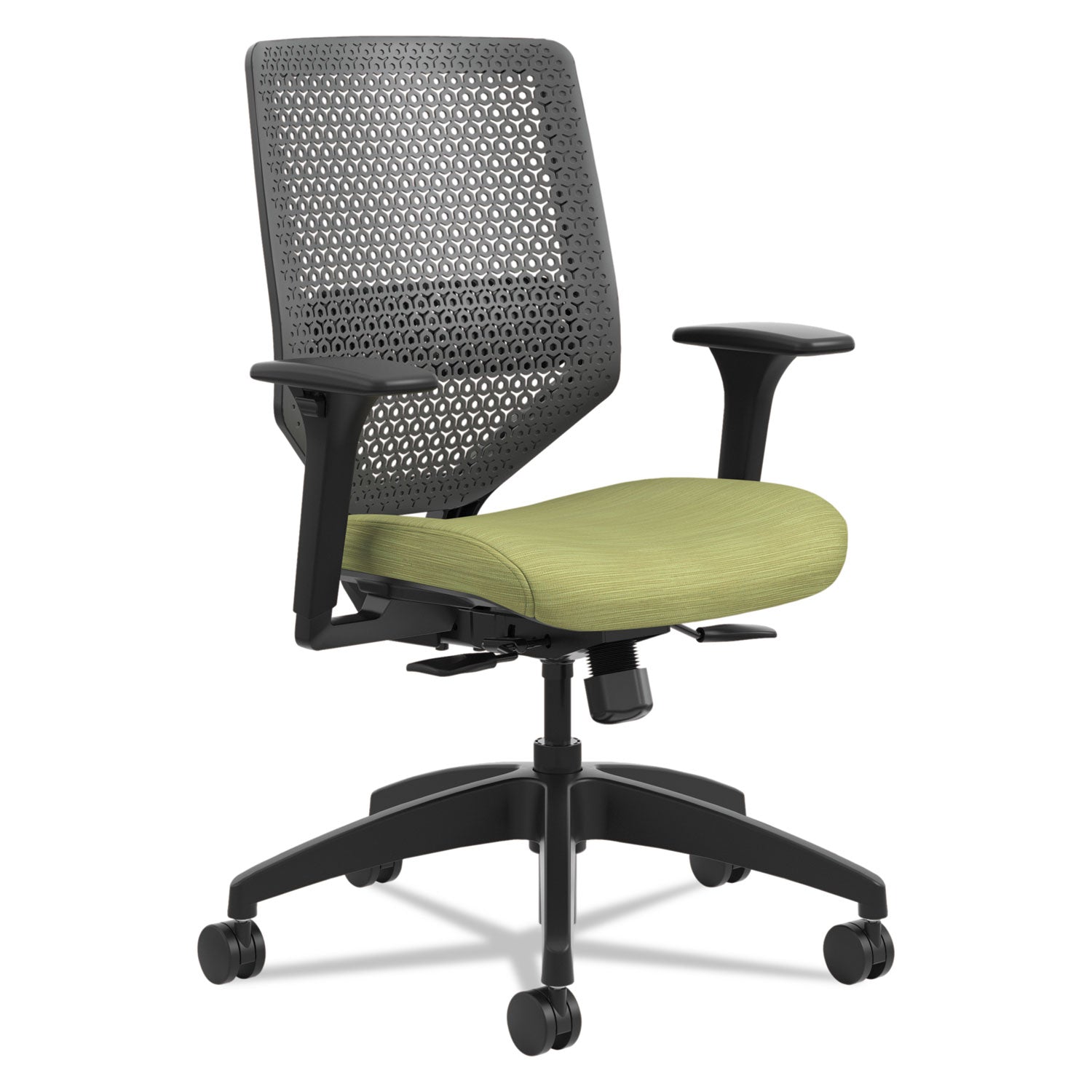 HON Solve Chair - Fabric Seat Material - Charcoal Back Color - Black Frame Color - Mid Back - Meadow - 1 Each