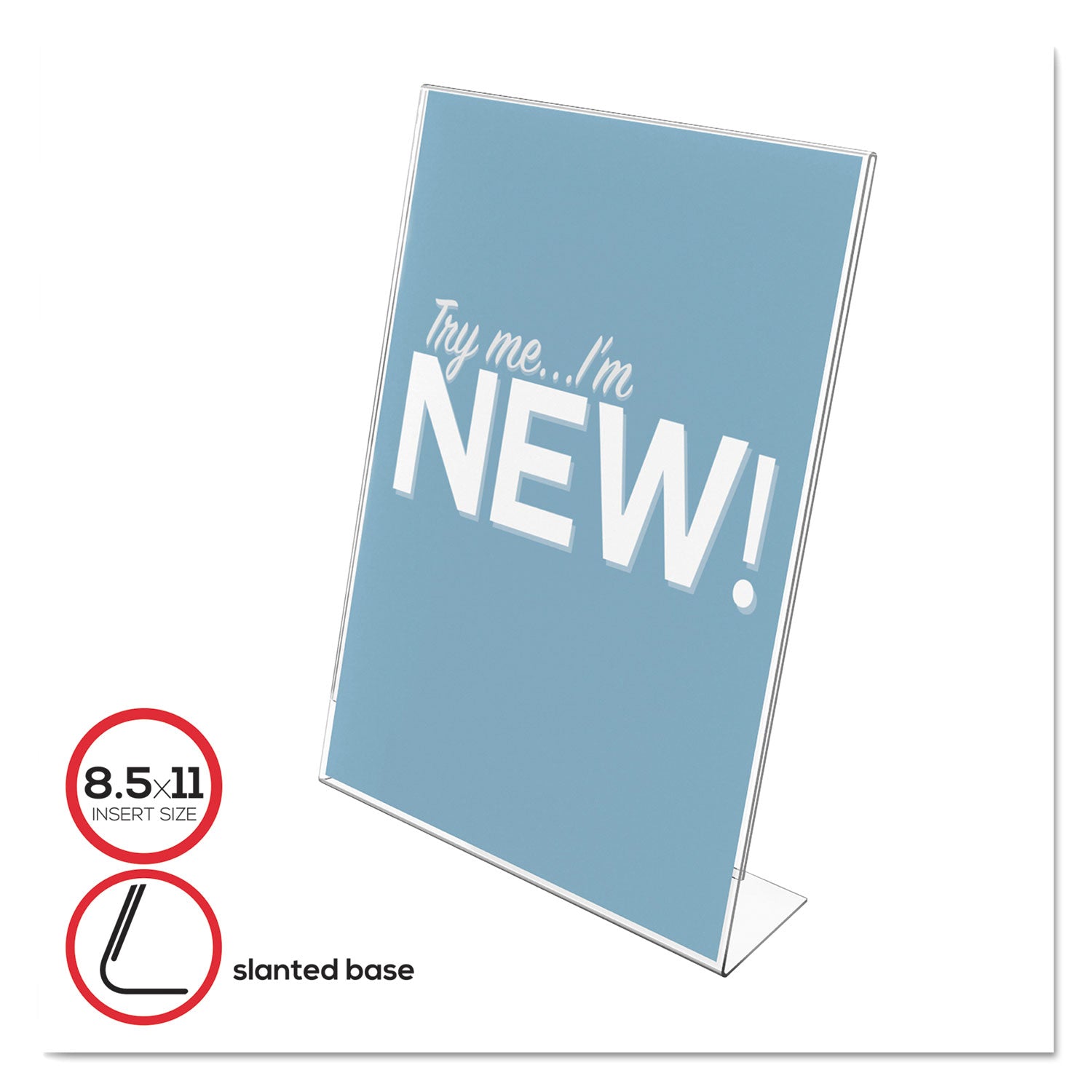 8.5" Width x 11" Height x 2.6" Depth - Rectangular Shape - Side-loading, Self-standing - Indoor, Outdoor - Plastic - Clear - 1 Each