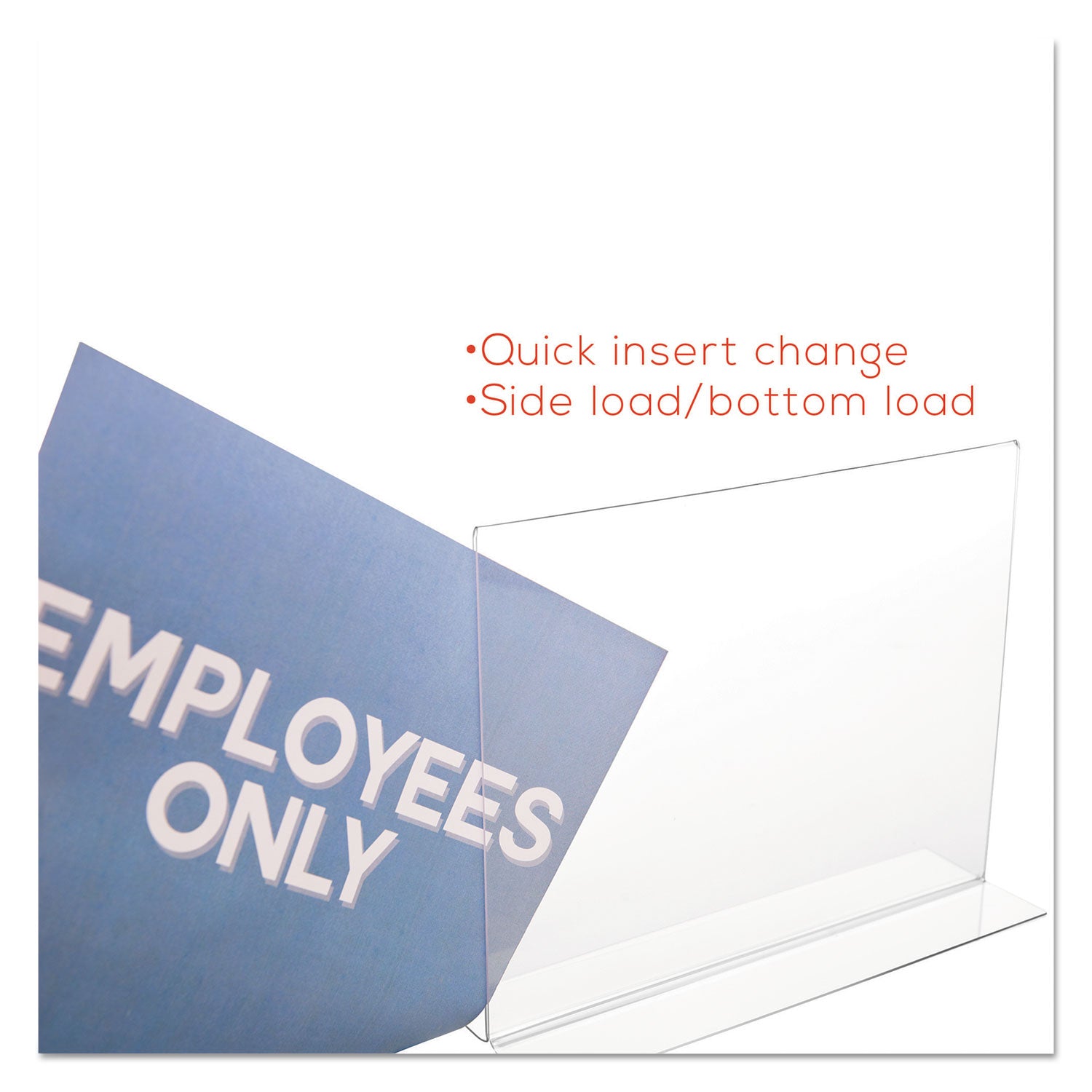 Deflecto Classic Image Double-Sided Sign Holder - 11" Width x 8.5" Height - Rectangular Shape - Self-standing, Bottom Loading - Indoor, Outdoor - Plastic - Clear, Clear - 1 Each
