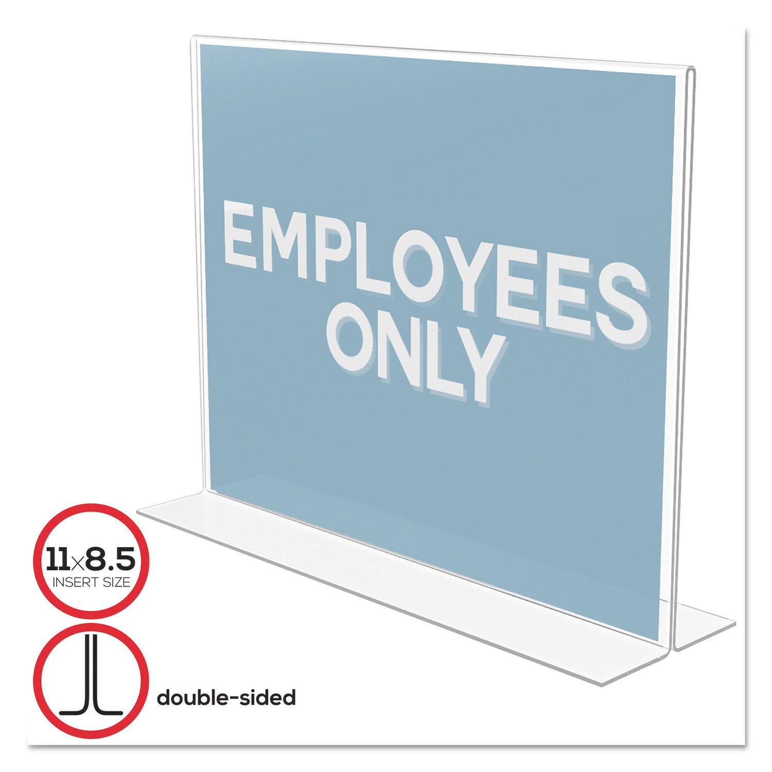 Deflecto Classic Image Double-Sided Sign Holder - 11" Width x 8.5" Height - Rectangular Shape - Self-standing, Bottom Loading - Indoor, Outdoor - Plastic - Clear, Clear - 1 Each