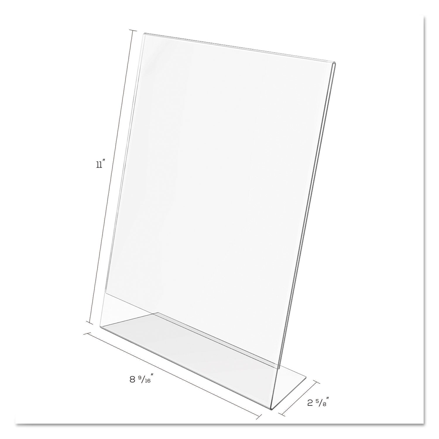 8.5" Width x 11" Height x 2.6" Depth - Rectangular Shape - Side-loading, Self-standing - Indoor, Outdoor - Plastic - Clear - 1 Each