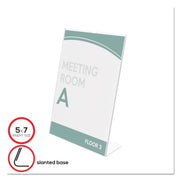 Deflecto Superior Image Slanted Sign Holders - 7" Width x 5" Height - Top Loading - Plastic - Clear - 1 Each