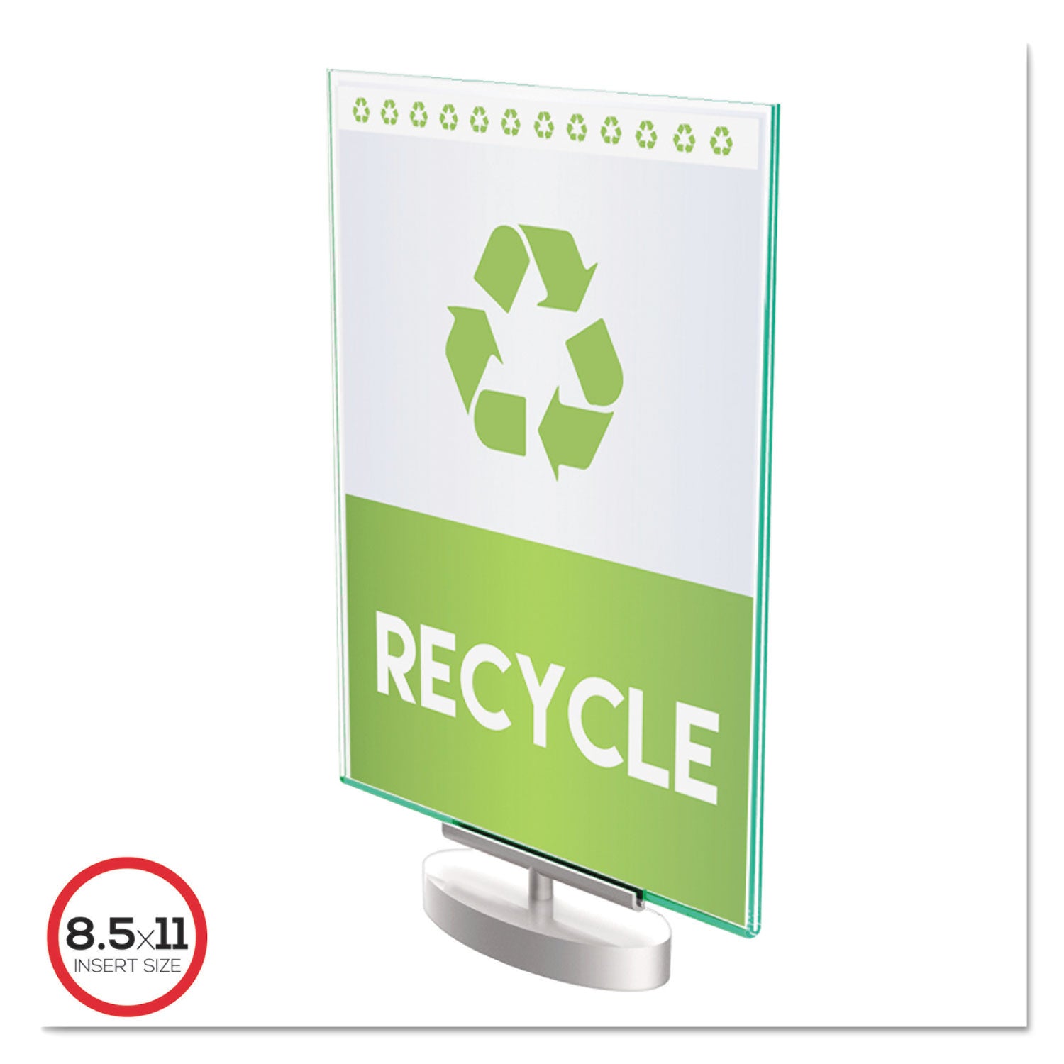 Support 8.50" x 11" Media - Vertical - 12" Height x 8.6" Width x 1.9" Depth - Plastic - Silver, Green Tint, Clear - 1 Each