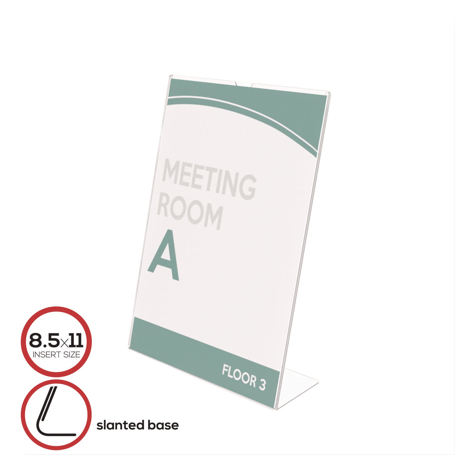 Deflecto Superior Image Slanted Sign Holders - 11" Width x 8.5" Height - Top Loading - Plastic - Clear - 1 Each
