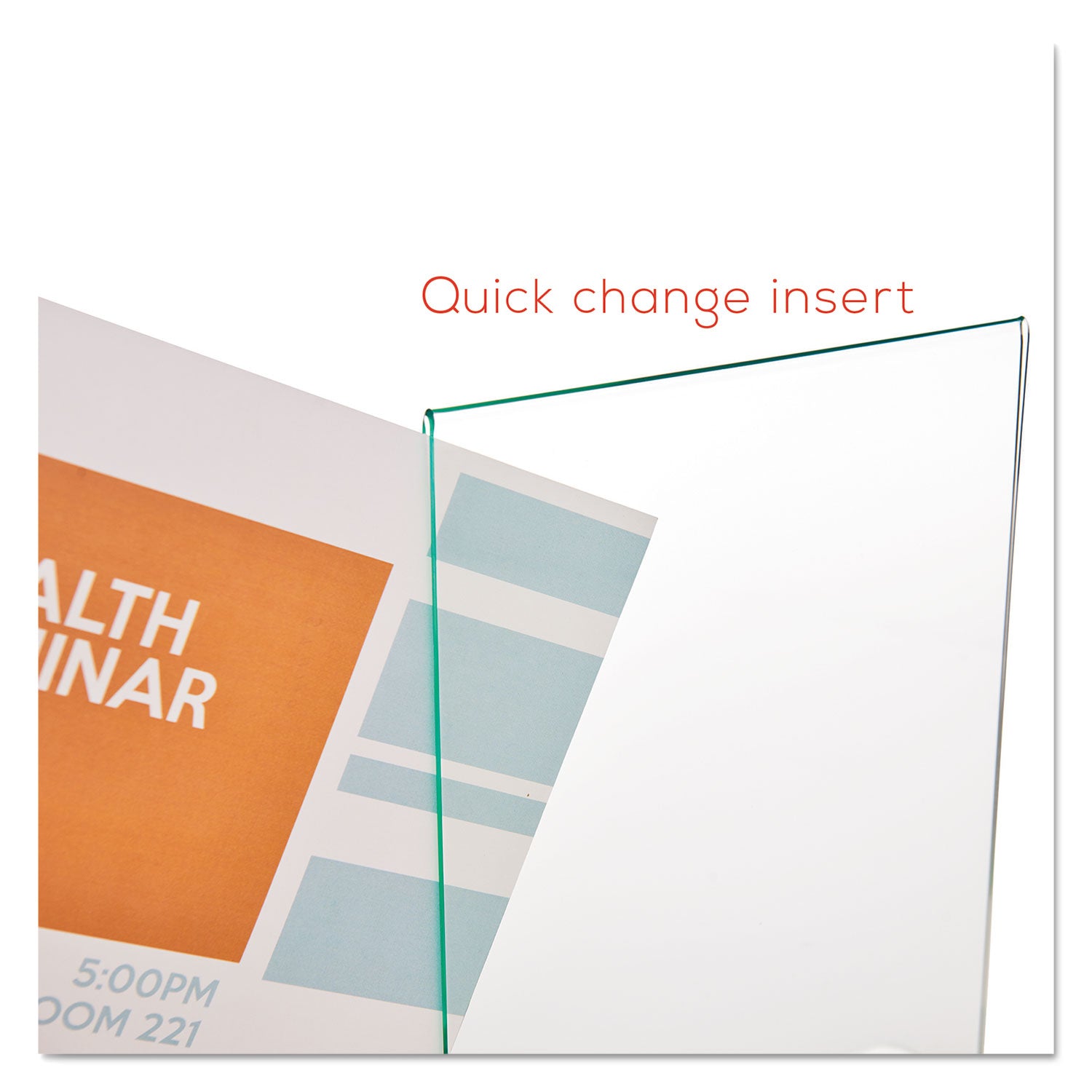 Deflecto Superior Image Premium Green Edge Sign Holder - 8.5" Width x 11" Height - Side-loading, Bottom Loading - 1 Each