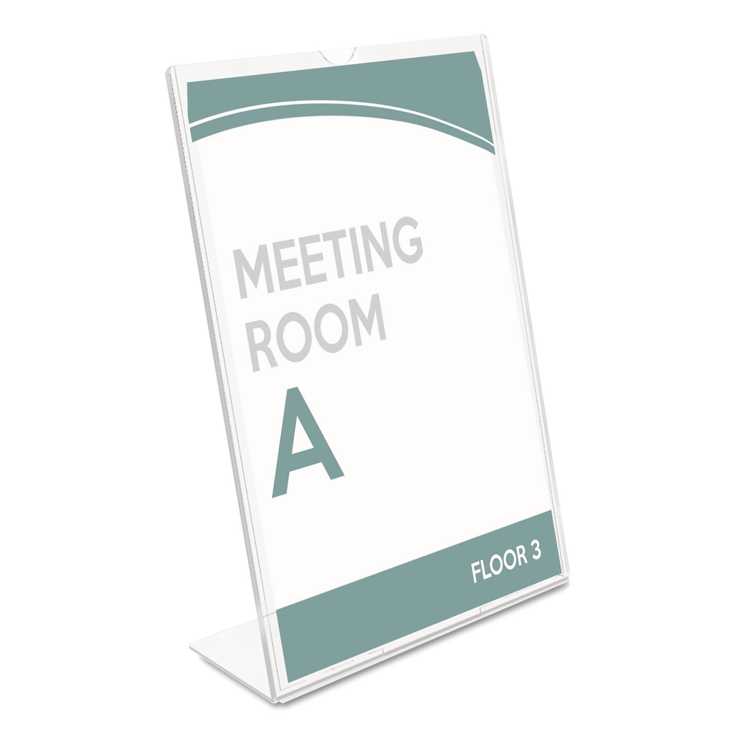 Deflecto Superior Image Slanted Sign Holders - 11" Width x 8.5" Height - Top Loading - Plastic - Clear - 1 Each