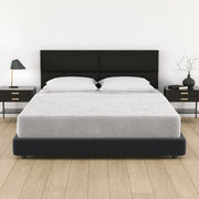 Jaxx Panelist Modern Padded Headboard – Set of 4 Wall Mounted Panels (Each 11.25" x 30") - Queen, Vegan Leather, Black