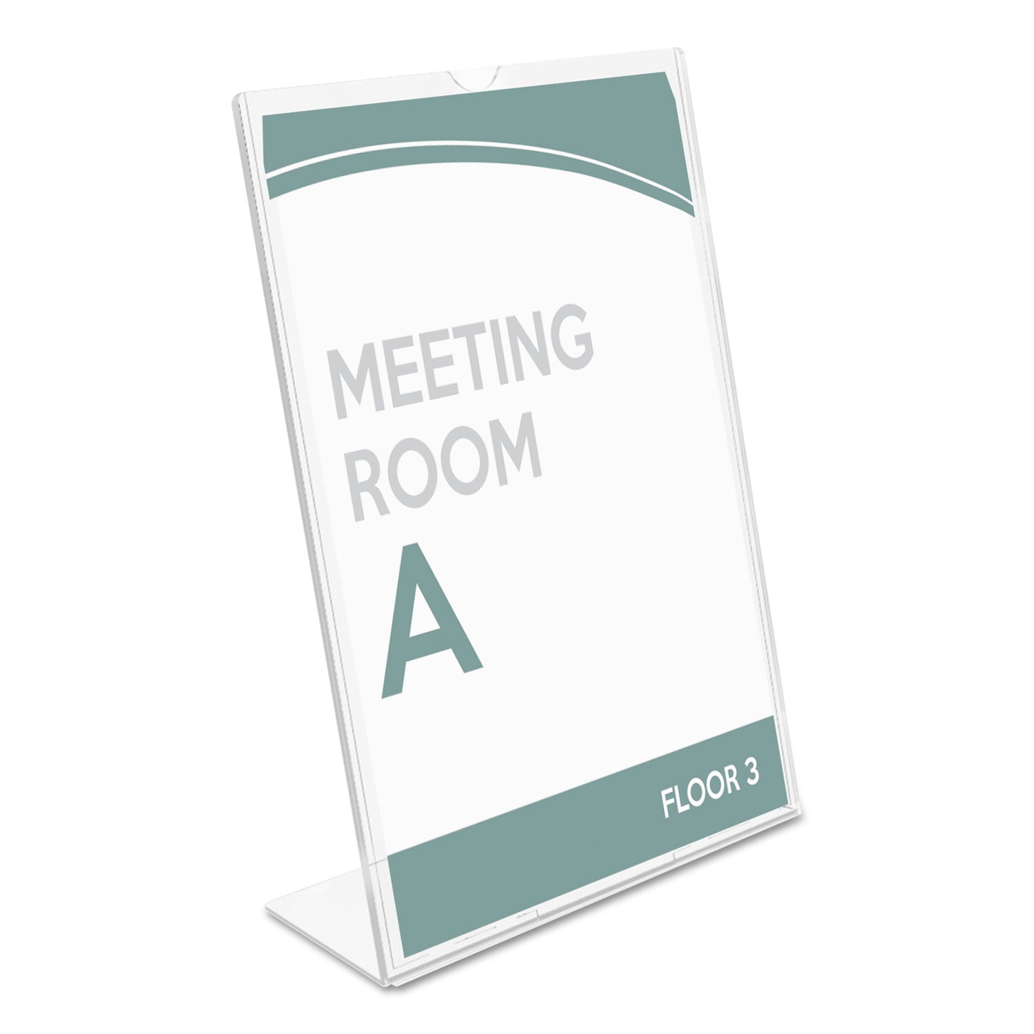 Deflecto Superior Image Slanted Sign Holders - 7" Width x 5" Height - Top Loading - Plastic - Clear - 1 Each