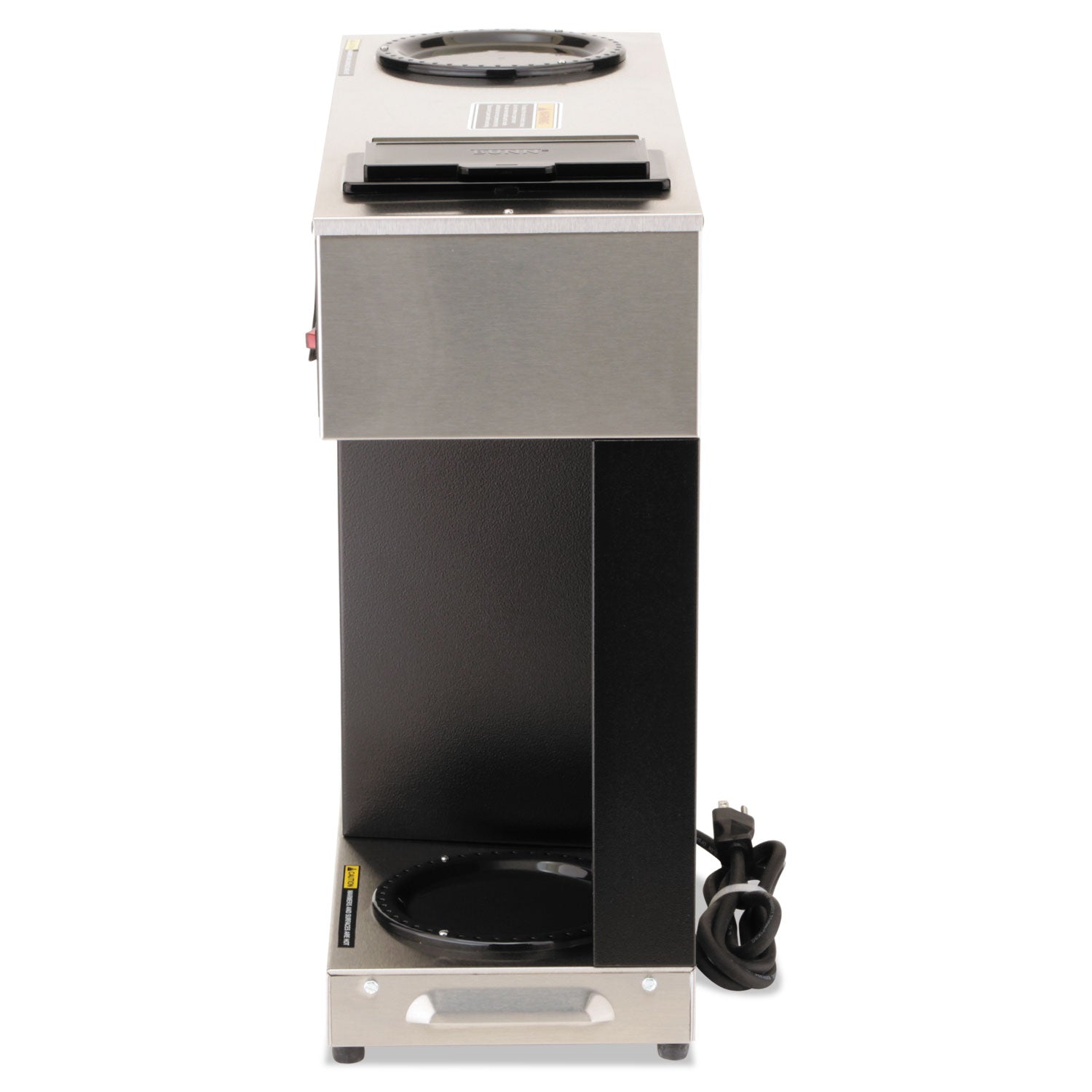 Pour-O-Matic Three-Burner Pour-Over Coffee Brewer, 12-Cup, Stainless Steel, Black