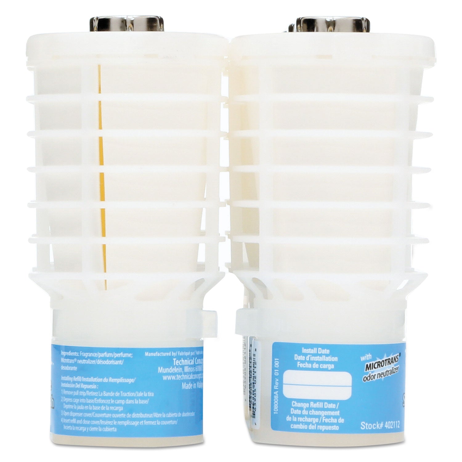 Rubbermaid Commercial TCell Odor Control Dispenser Refill - 6000 ft³ - 1.6 fl oz (0.1 quart) - Blue Splash - 90 Day - Odor Neutralizer, VOC-free - 1 Each