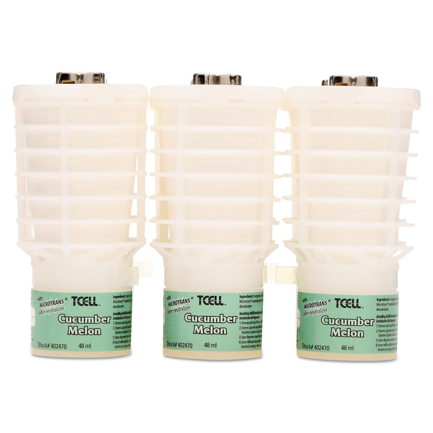 Rubbermaid Commercial TCell Dispenser Fragrance Refill - 6000 ft³ - Cucumber Melon - 60 Day - Odor Neutralizer, VOC-free, Recyclable - 1 Each
