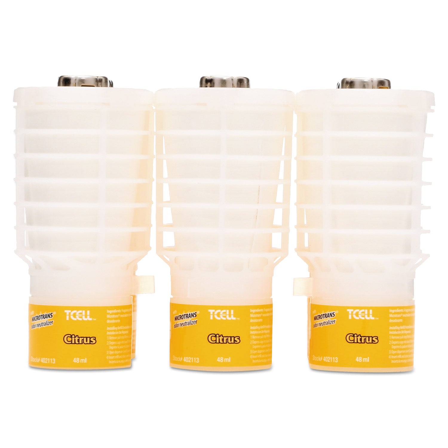 Rubbermaid Commercial TCell Dispenser Fragrance Refill - 6000 ft³ - Citrus - 60 Day - Odor Neutralizer, VOC-free, Recyclable - 1 Each