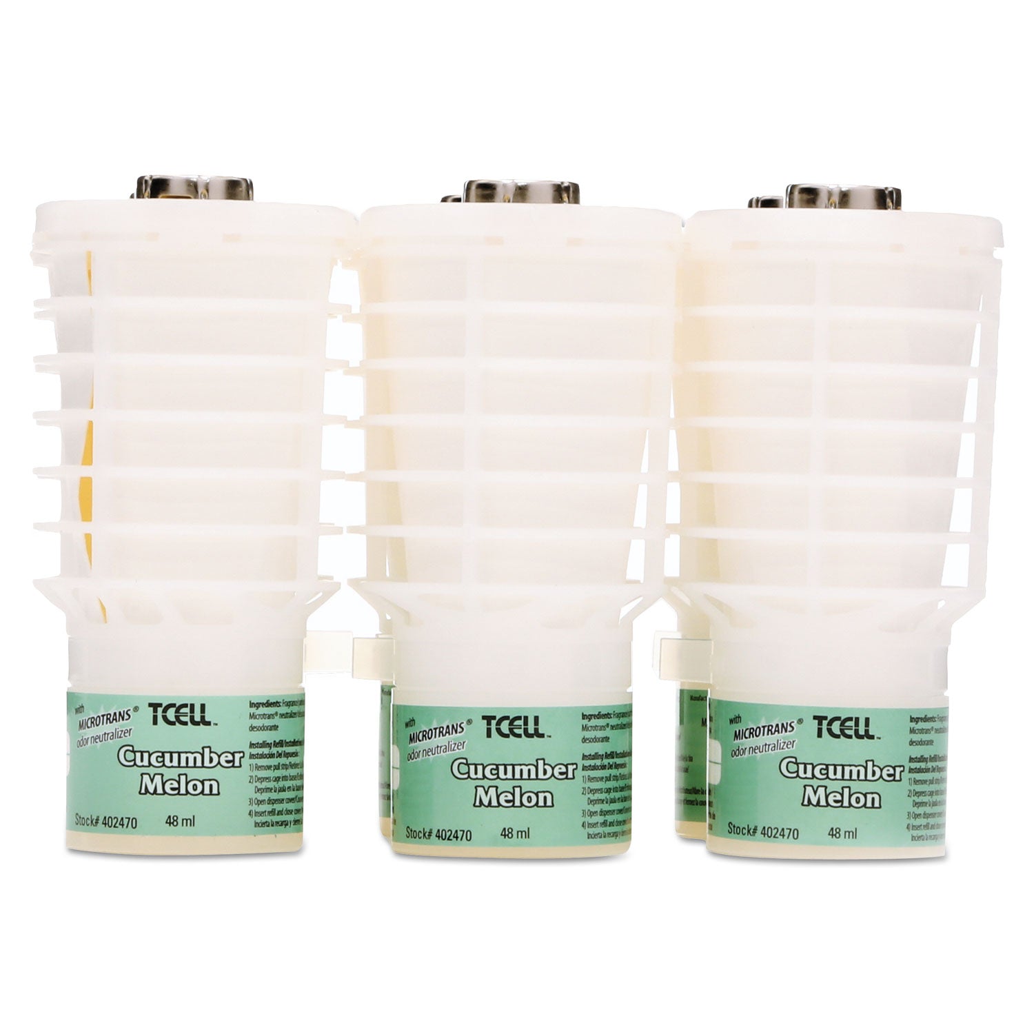 Rubbermaid Commercial TCell Dispenser Fragrance Refill - 6000 ft³ - Cucumber Melon - 60 Day - Odor Neutralizer, VOC-free, Recyclable - 1 Each