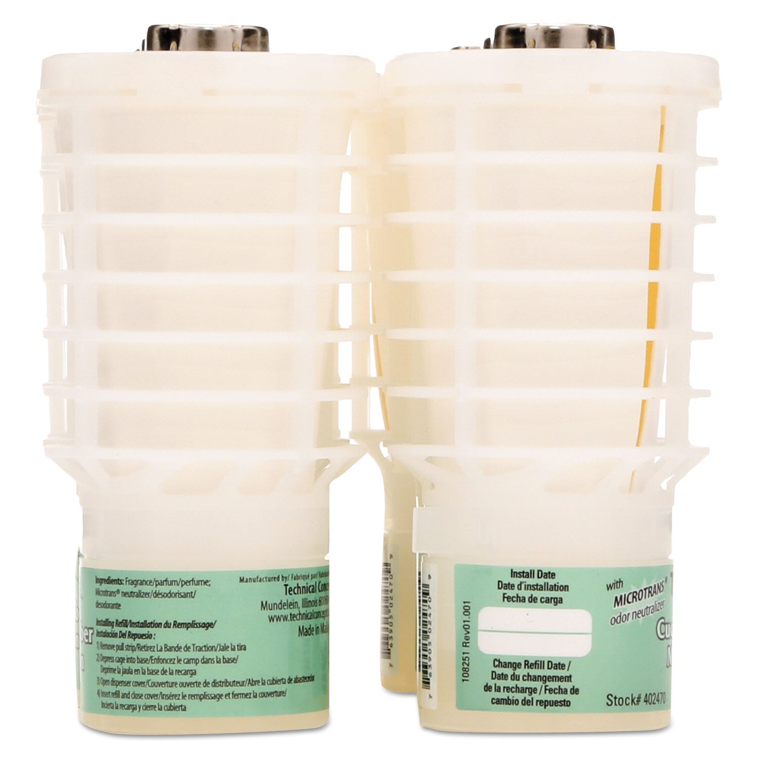 Rubbermaid Commercial TCell Dispenser Fragrance Refill - 6000 ft³ - Cucumber Melon - 60 Day - Odor Neutralizer, VOC-free, Recyclable - 1 Each