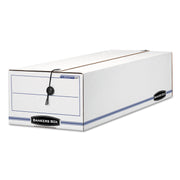 Bankers Box Liberty Check and Form Boxes, String/Button Tie Closure, Light Duty, Stackable, Fiberboard, White/Blue, 12 per Carton