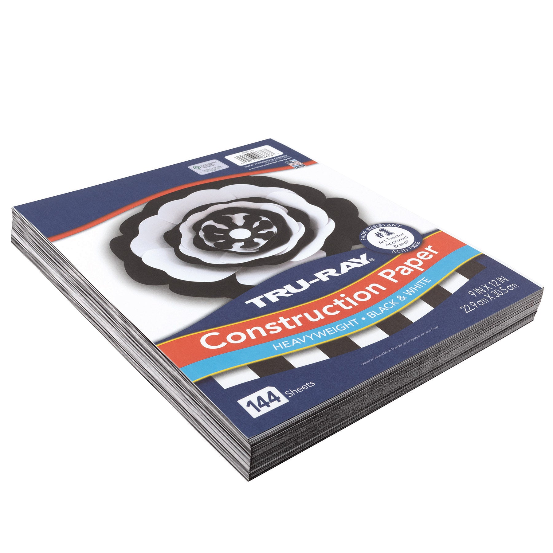 Premium Construction Paper, Heavyweight, Black & White, 9" x 12", 144 Sheets