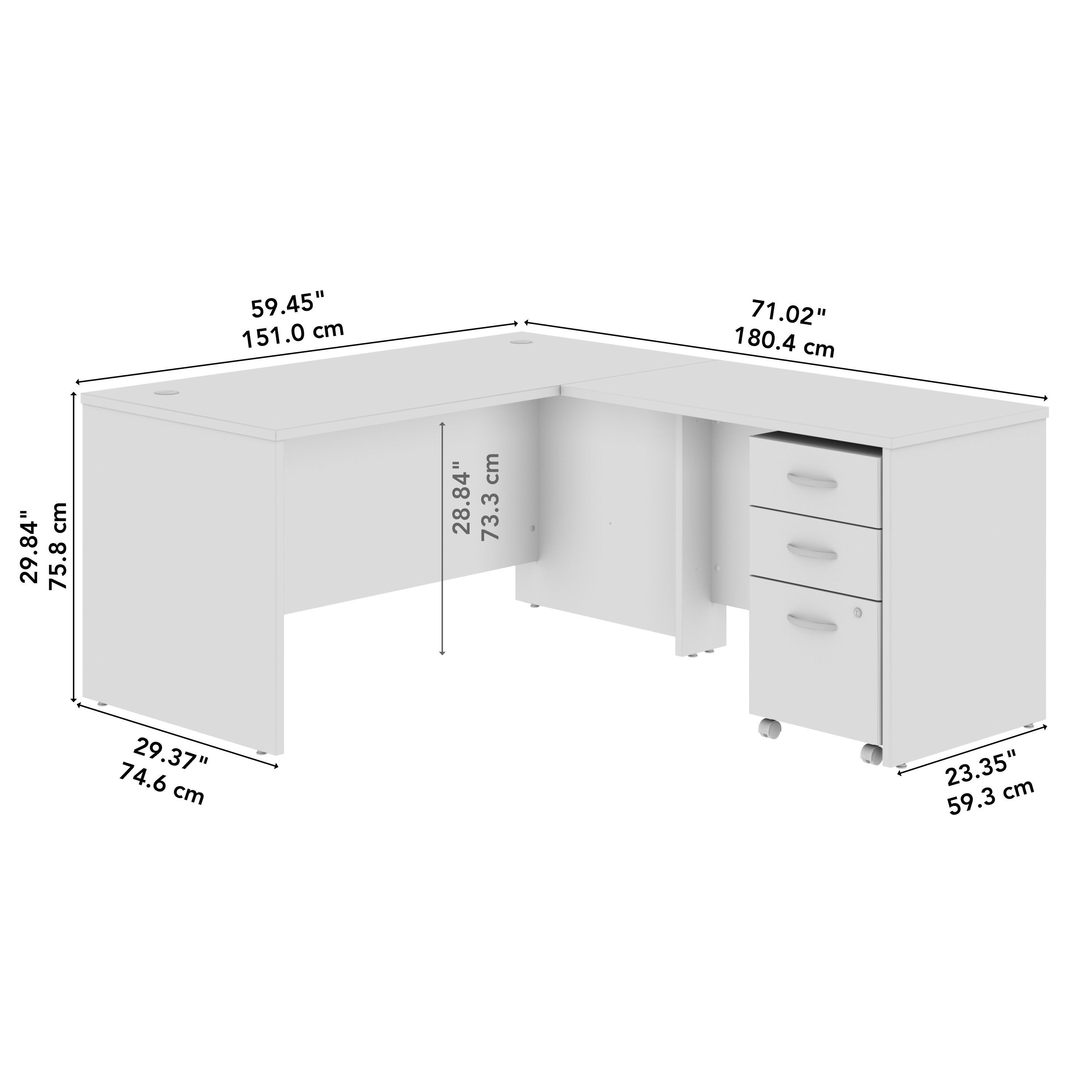 Bush Business Furniture Series C 60W L Shaped Desk with 42W Return and Mobile File Cabinet in Mocha Cherry - 59.45" Width x 71.02" Depth x 29.84" Height