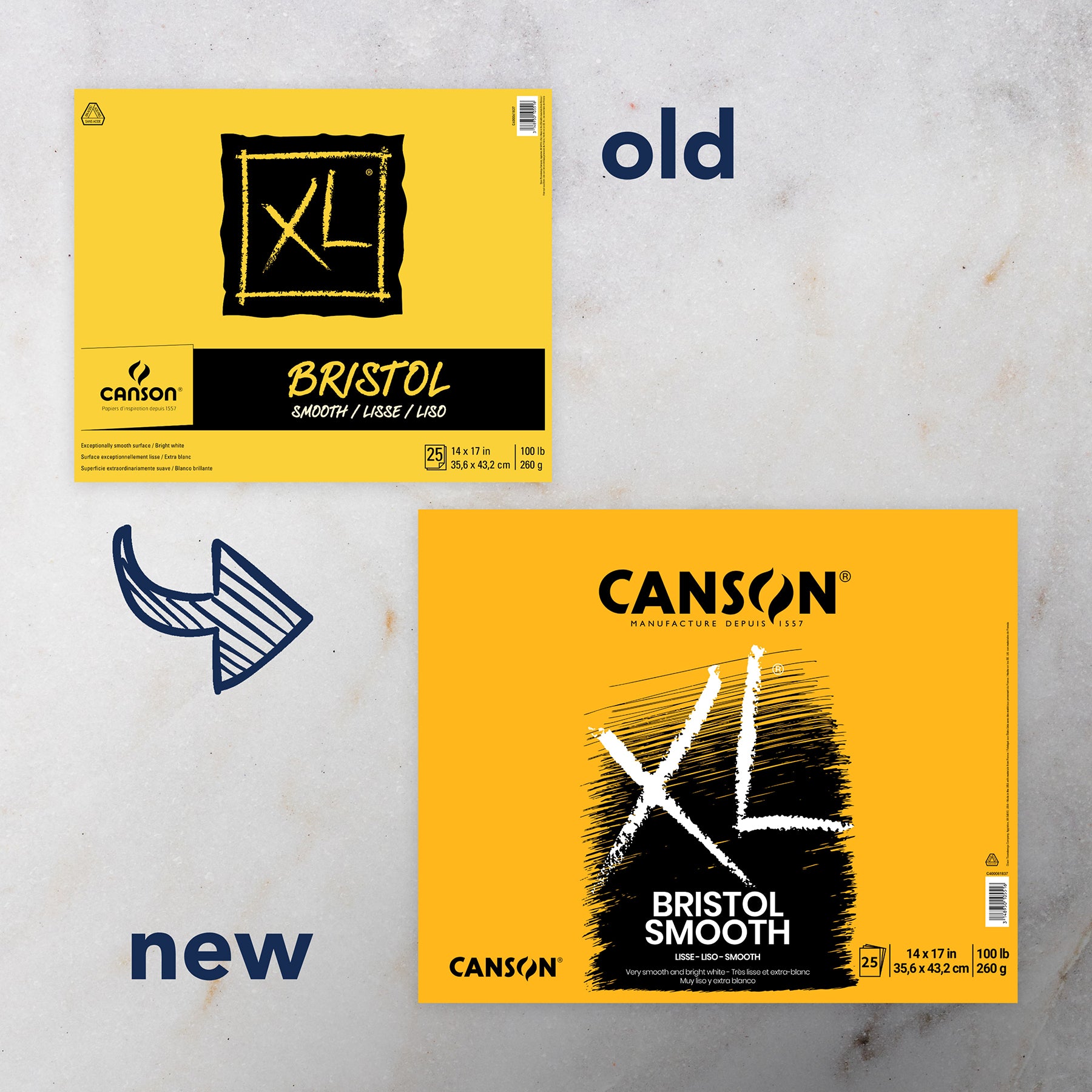 XL Series Bristol Pad, Smooth Finish, Foldover Binding, 25 Sheet, 14x17 inch, 1 Count