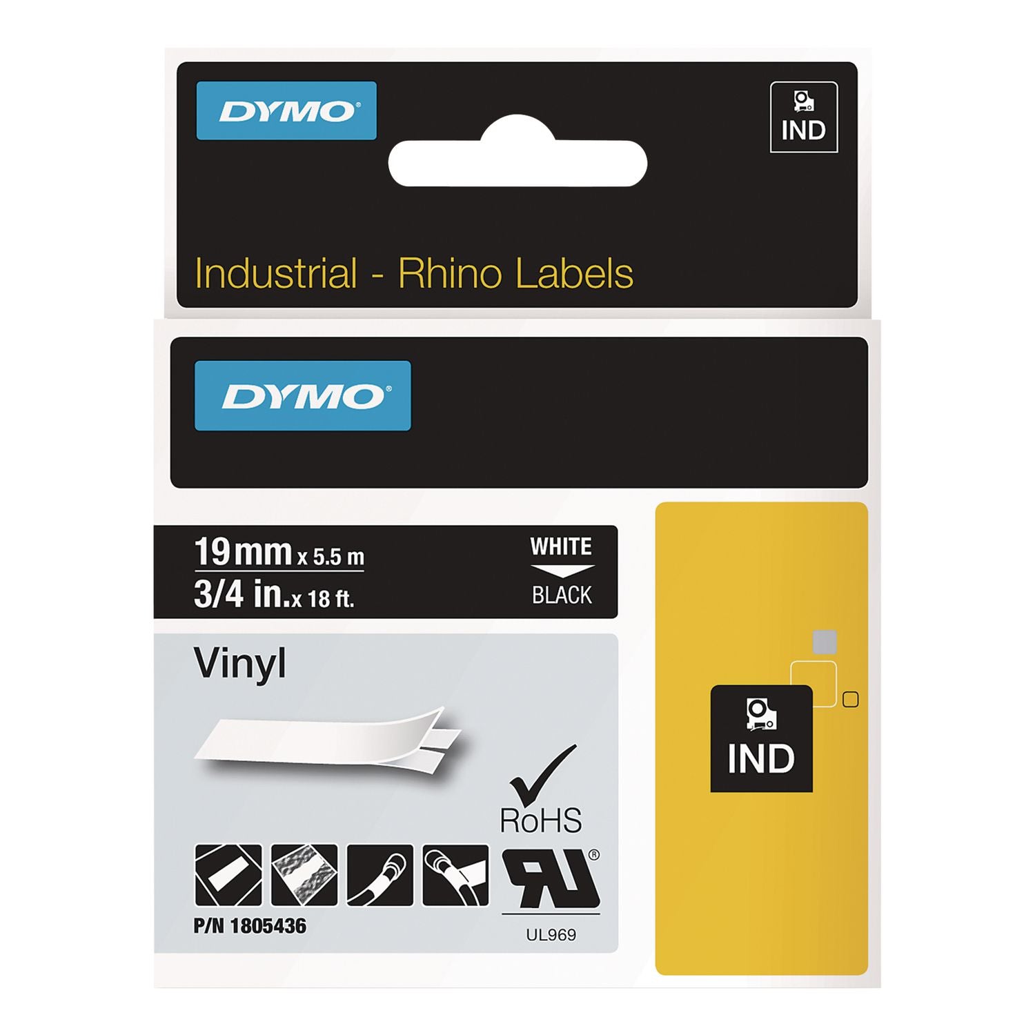 15/32" Width - Permanent Adhesive - Thermal Transfer - White - Vinyl - Water Resistant - Easy Peel - 1 Each