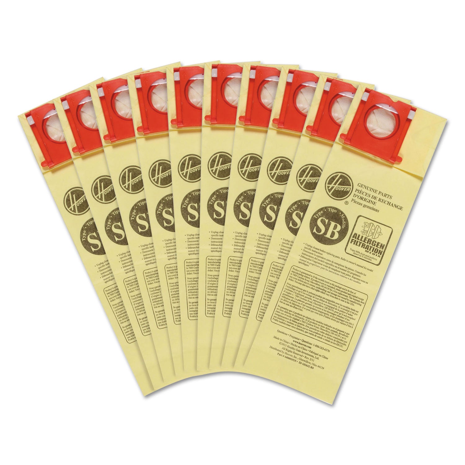 Hoover Insight Upright Allergen Bags, Type A, Yellow, 1 Pack