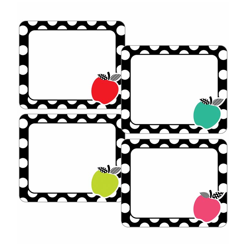 Black  White & Stylish Brights Apple Name Tags  Pack of 40